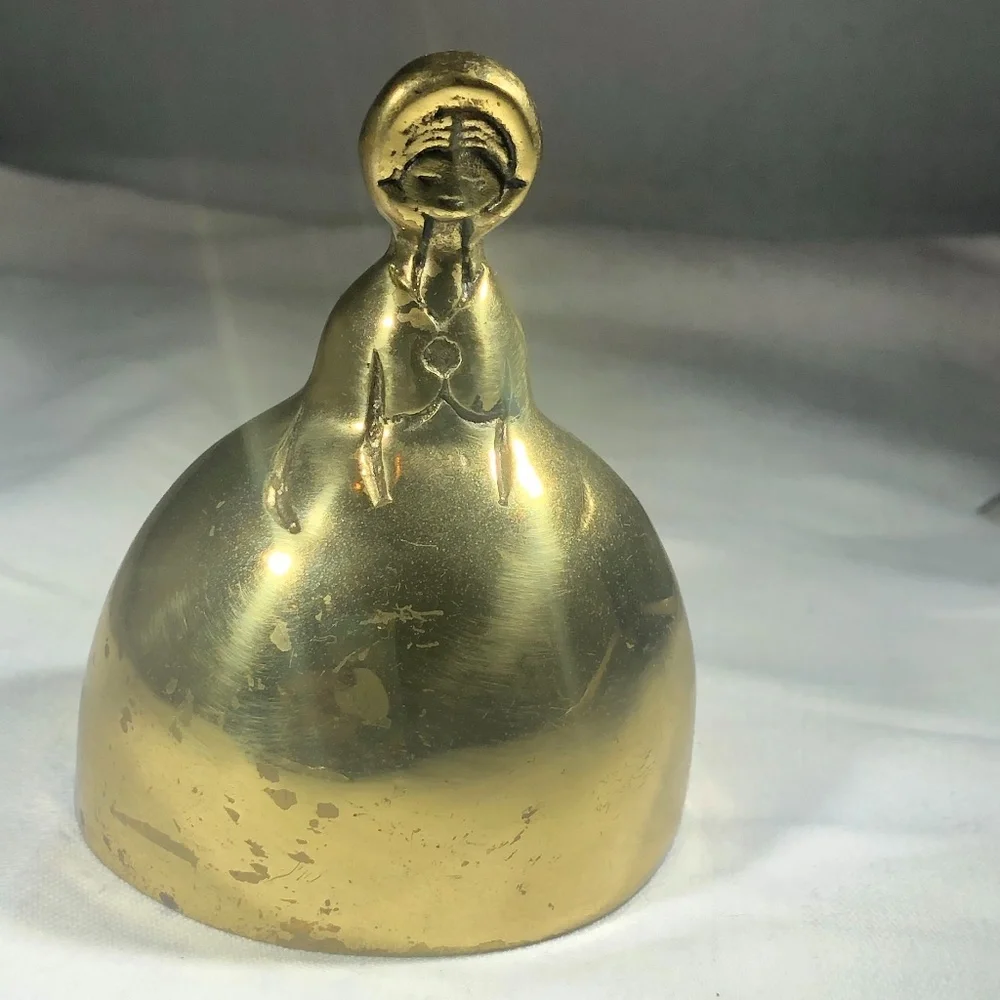 VINTAGE LADY IN HOOP SKIRT BRASS HAND BELL